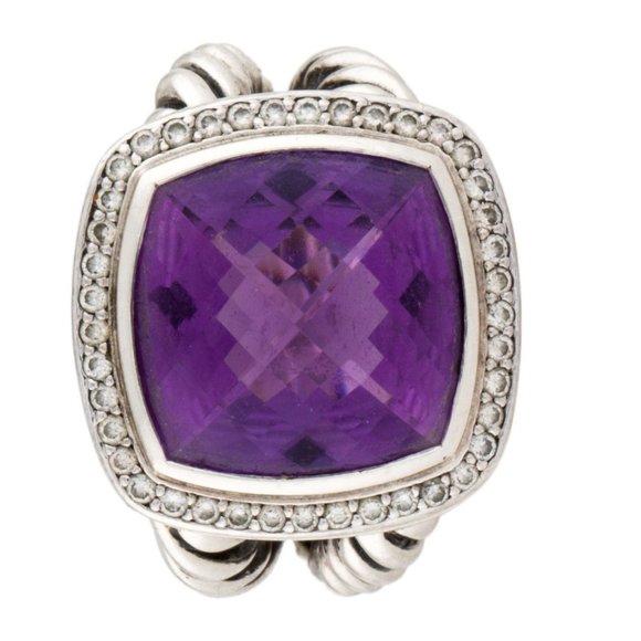 DAVID YURMAN DIAMOND & AMETHYST STERLING SILVER 925 ALBION COCKTAIL RING - Picture 2 of 7
